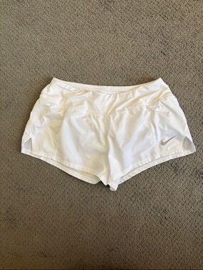 Nike Dri-Fit White Women's Athletic Shorts with Reflective Swoosh